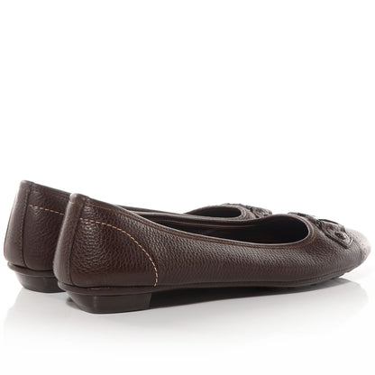 Louis Vuitton Pebbled Leather Oxford Ballerina Flats 42 Marron 4 of 8