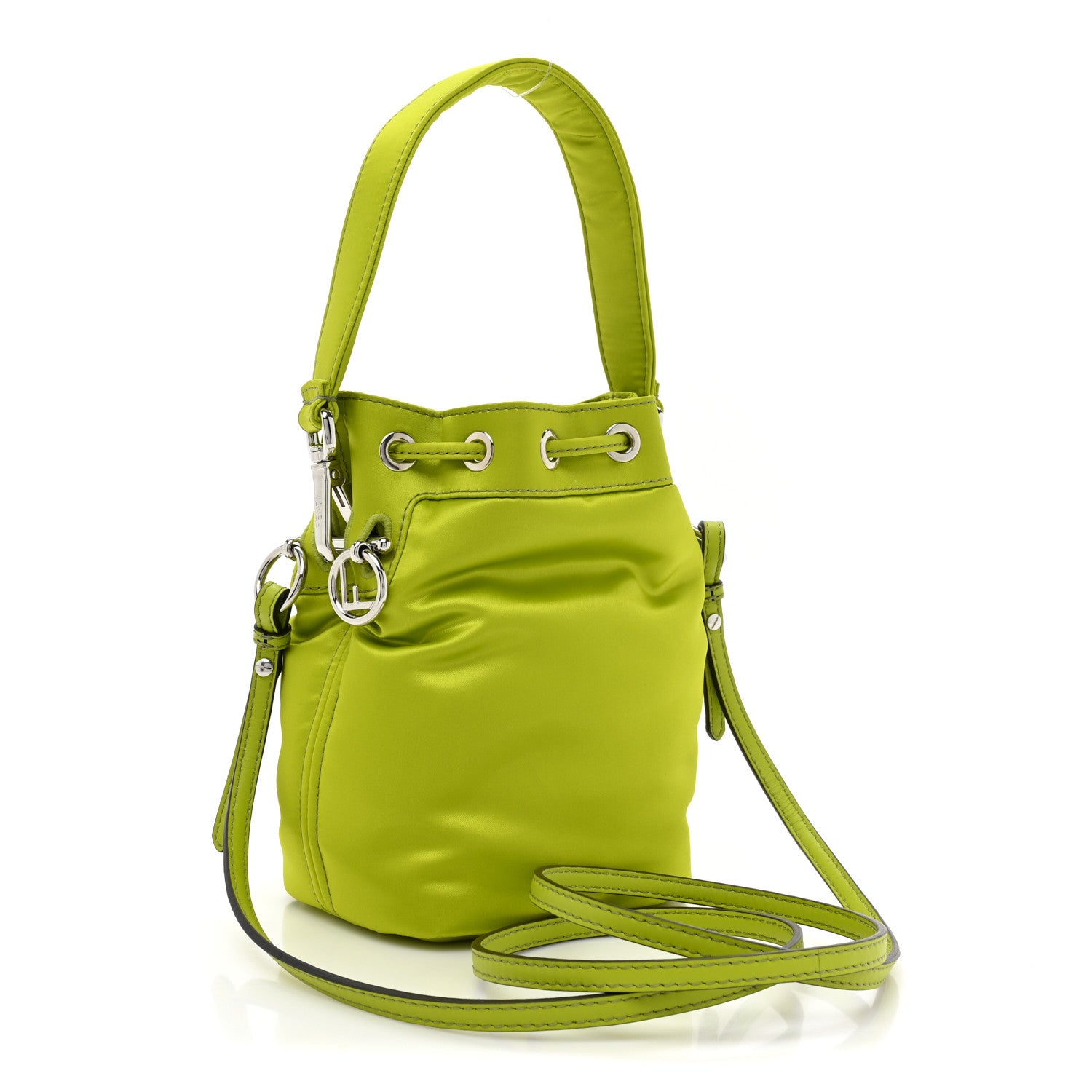 Fendi Nylon Ninfa Vitello King Cuoio Mini Mon Tresor Bucket Bag Wasabi 3 of 10