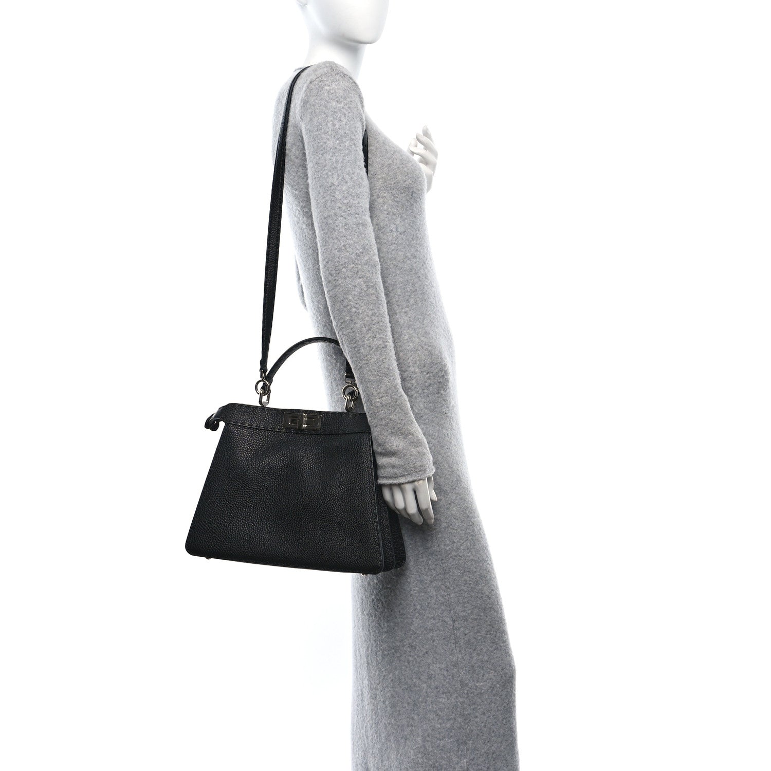 Fendi Cuoio Romano Selleria Chamois Medium Peekaboo I SEE U Satchel Black Camel Sunflower 2 of 11