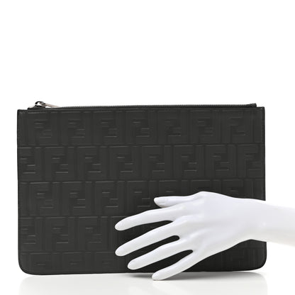 Fendi Vitello Grace FF 1974 Embossed Pouch Black 2 of 7