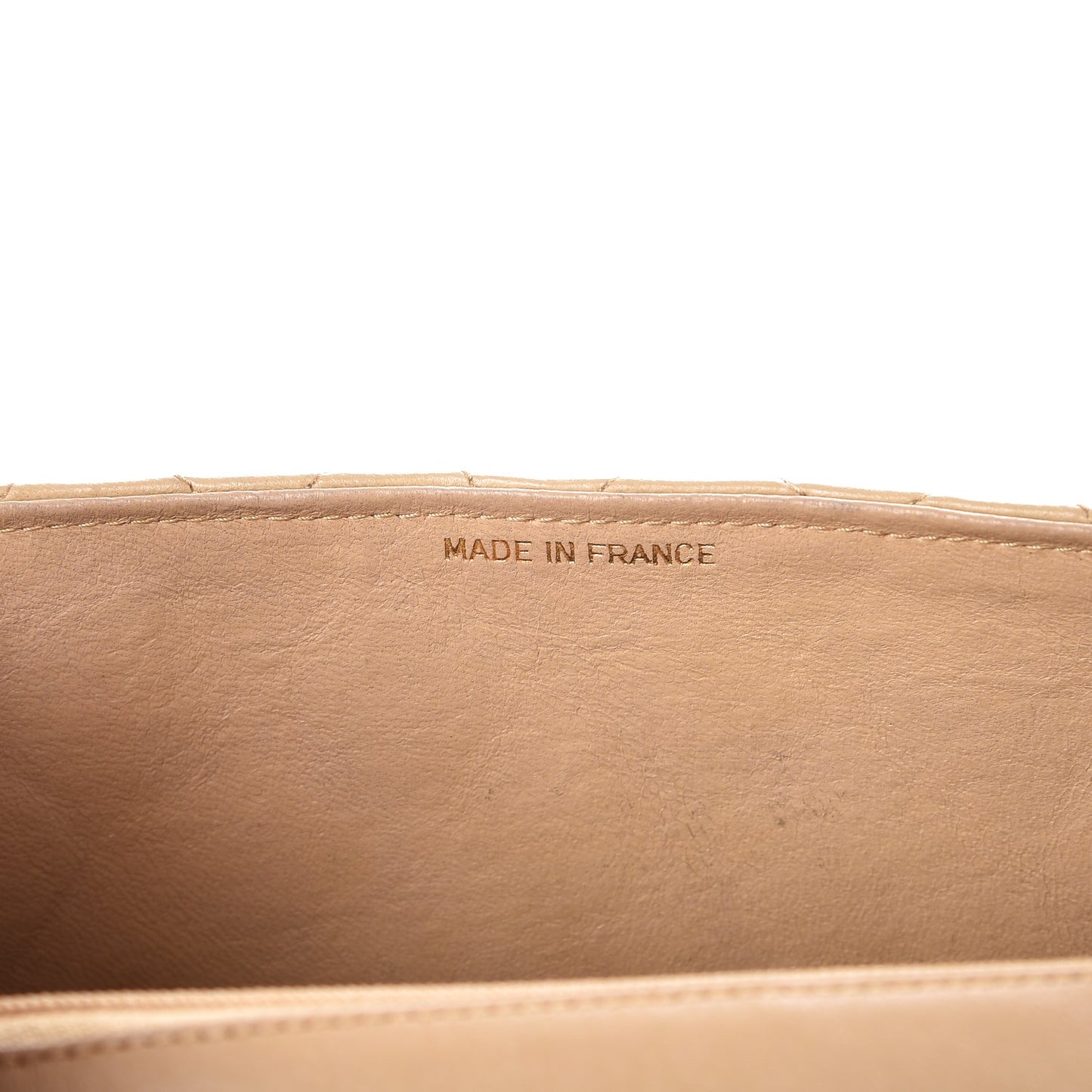 Lambskin Quilted Medium Single Flap Beige