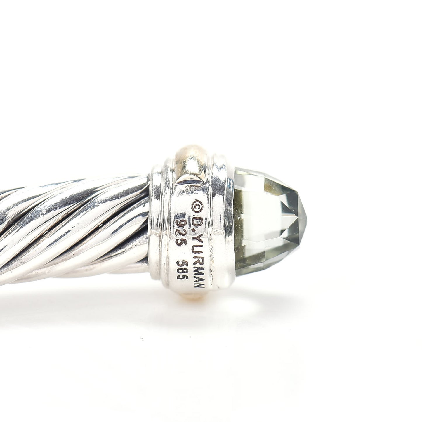 Sterling Silver 14K Yellow Gold Prasiolite 7mm Cable Classics Bracelet