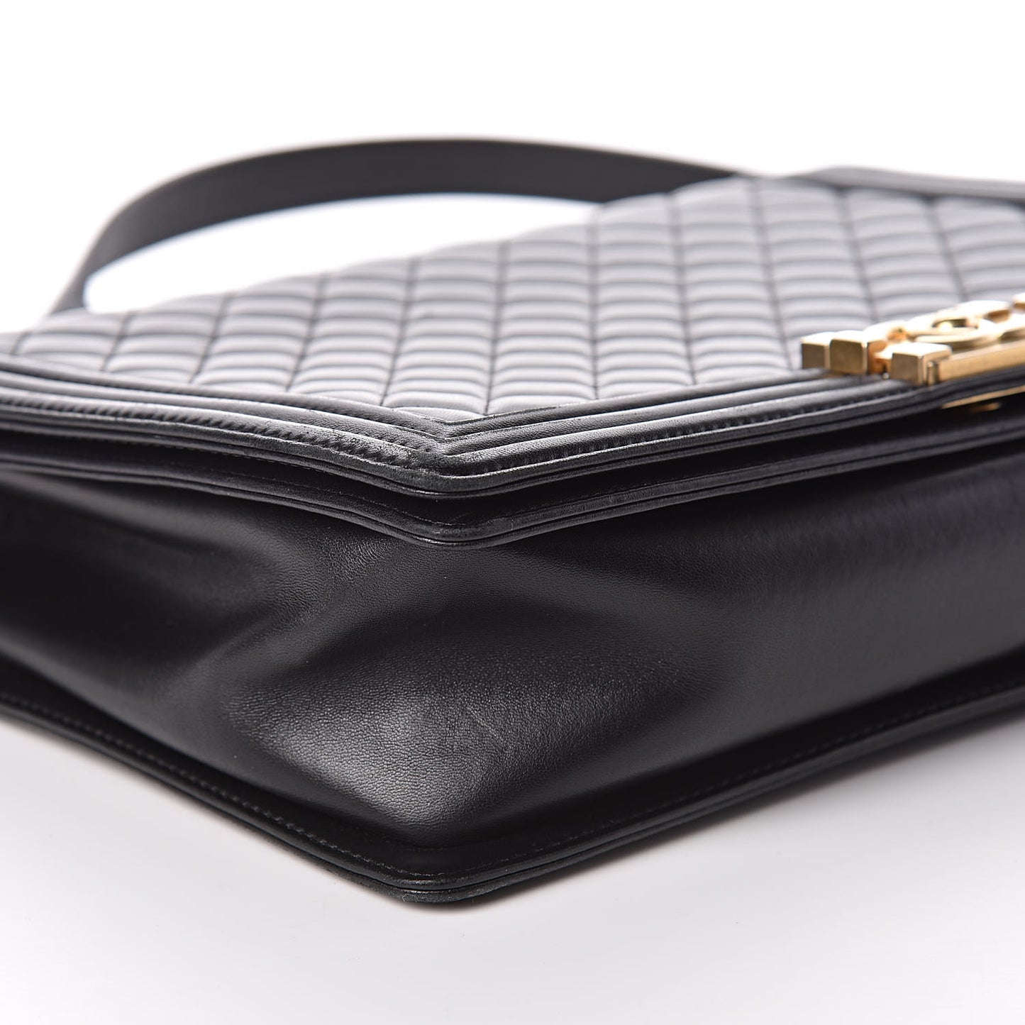 Lambskin Quilted Large Boy Flap Black