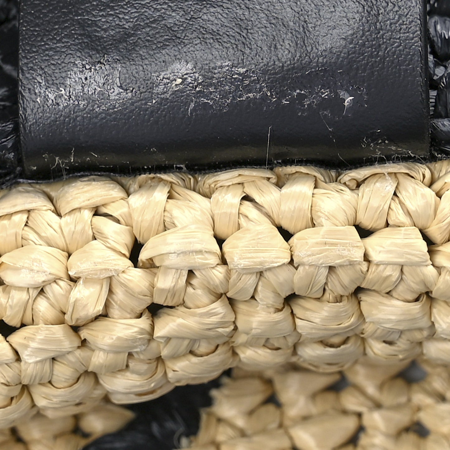Raffia Logo Tote Naurale Black