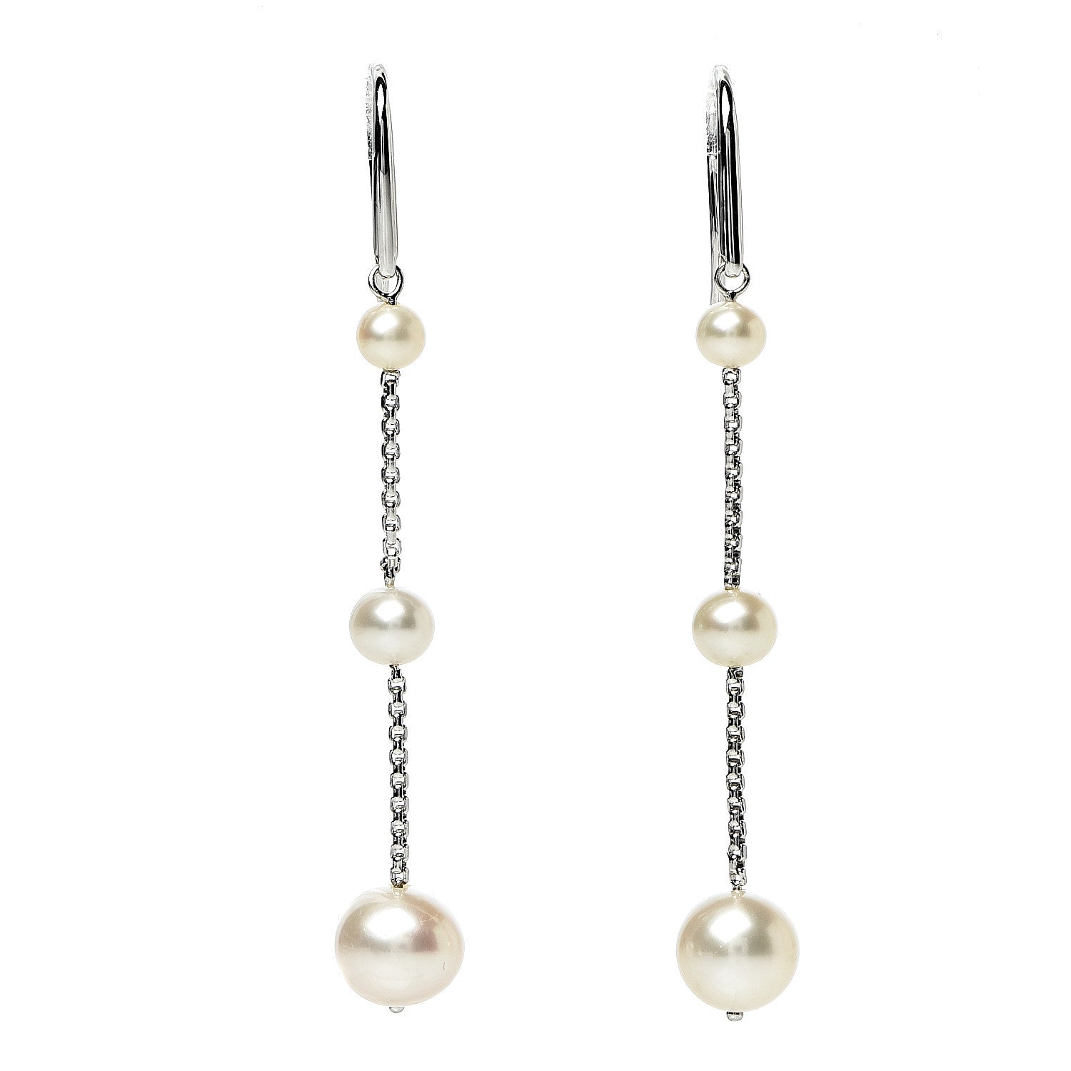 David Yurman Sterling Silver Pearl Triple Drop Earrings 1 of 5