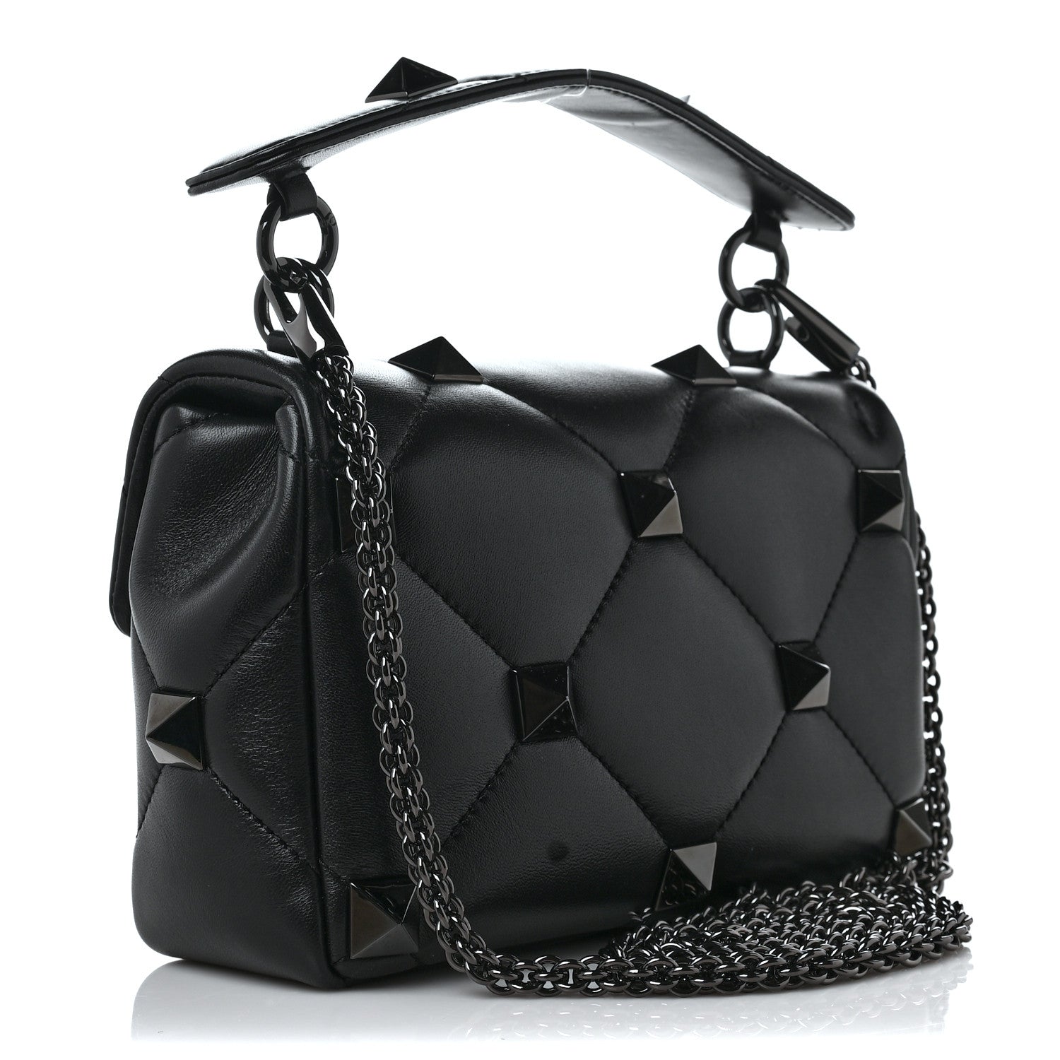 Valentino Garavani Nappa Monochrome Medium Roman Stud Shoulder Bag Black 3 of 8