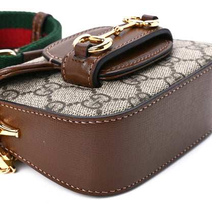 Gucci GG Supreme Monogram Azalea Calfskin Web Horsebit 1955 Wallet On Strap Beige Ebony Brown Sugar 10 of 12