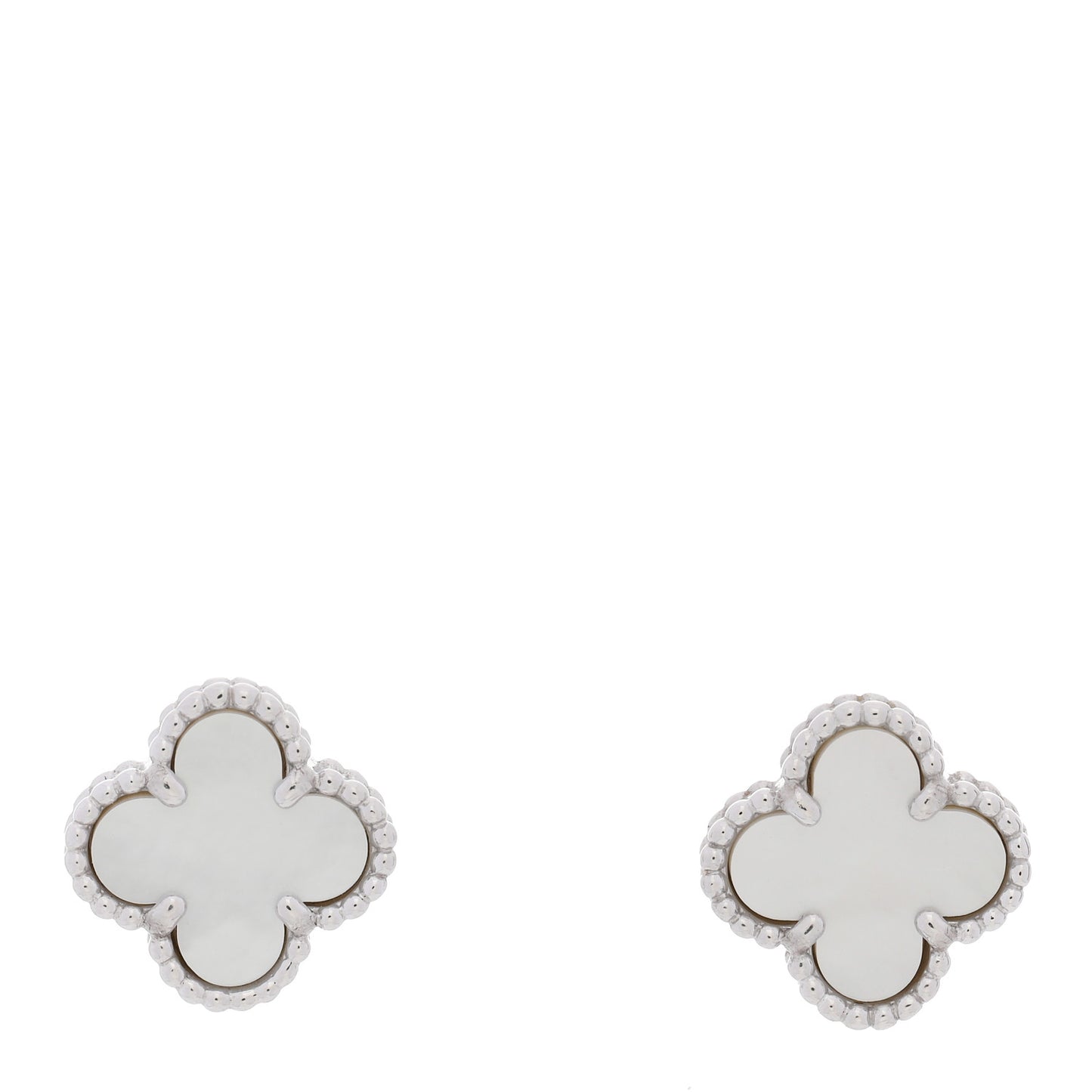18K White Gold Mother of Pearl Sweet Alhambra Earrings