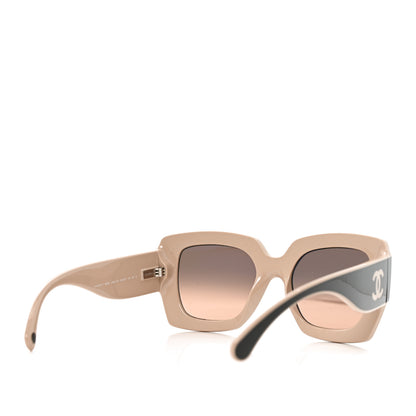 Chanel Acetate Square Sunglasses 6059 Black Beige 4 of 7