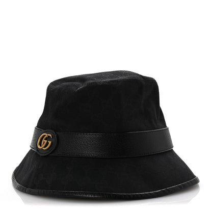 Gucci Monogram Textured Dollar Calfskin GG Jago Bucket Hat L Black 1 of 9