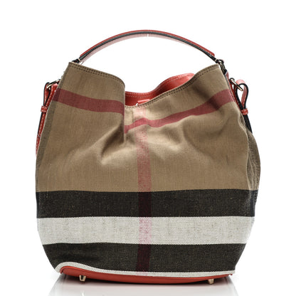 Burberry Canvas Mega Check Medium Ashby Hobo Red 1 of 6
