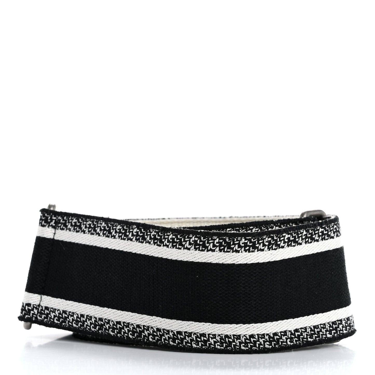 Canvas Embroidered Shoulder Strap Black White