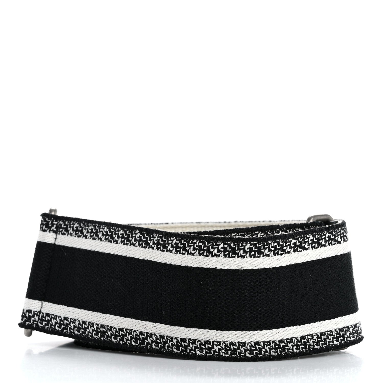 Christian Dior Canvas Embroidered Shoulder Strap Black White 2 of 4