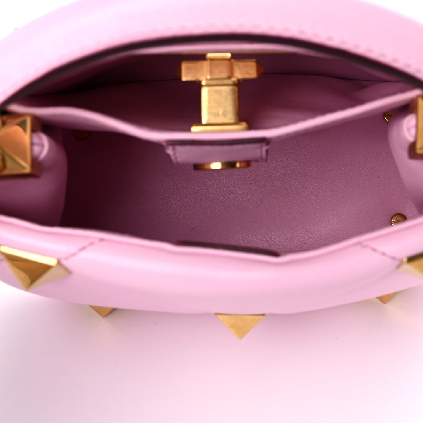 Nappa Mini Roman Stud The Handle Bag Pink Borealis
