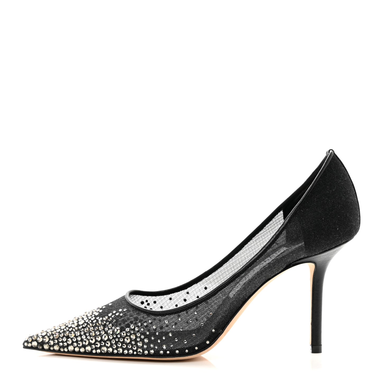 Calfskin Mesh Crystal Love 85 Pumps 37 Black