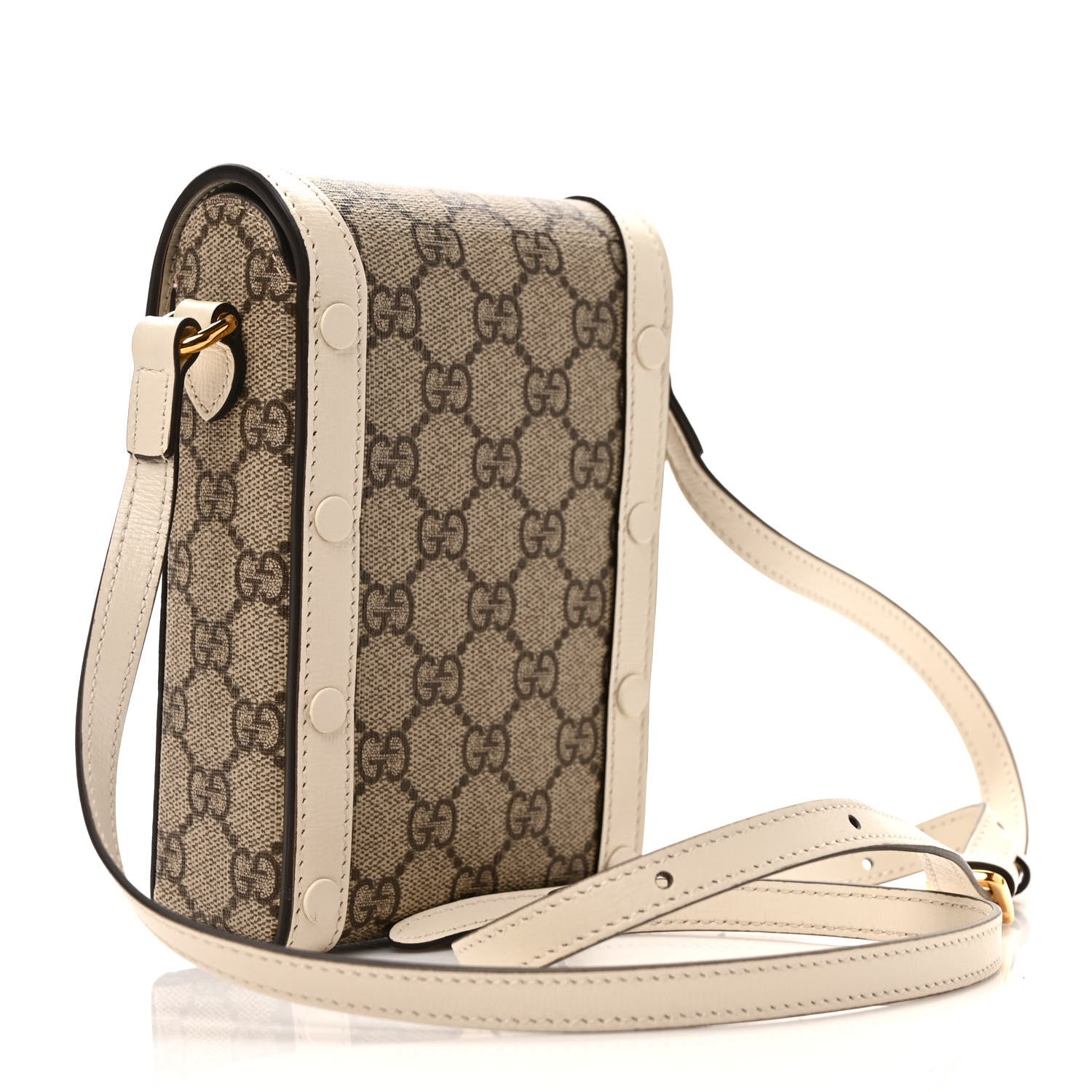 Gucci GG Supreme Monogram Azalea Calfskin Mini Horsebit 1955 Crossbody Bag Beige Ebony Mystic White 3 of 10