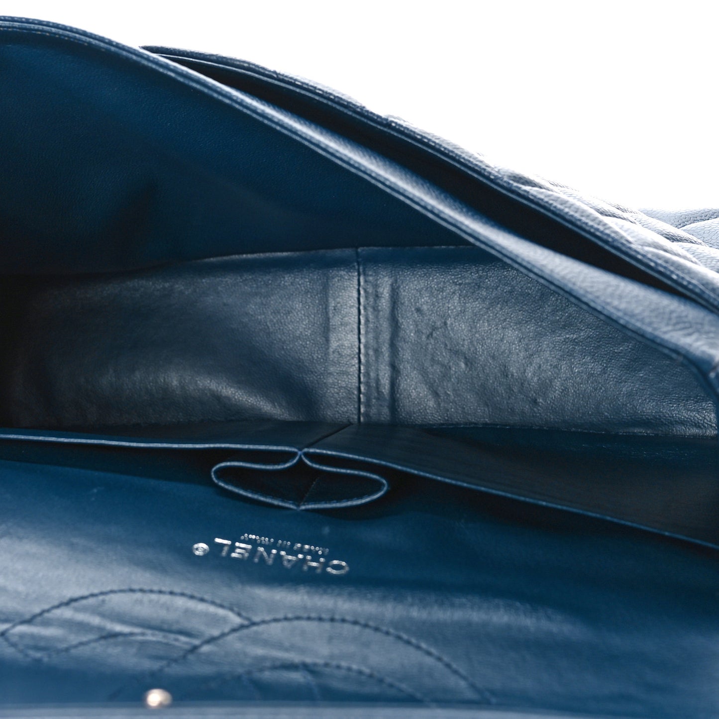 Caviar Quilted Jumbo Double Flap Navy Blue