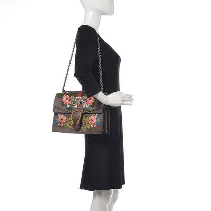 Gucci Calfskin Web Owl Embroidered Medium Dionysus Shoulder Bag New Acero Multicolor 2 of 10
