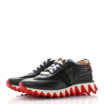 Christian Louboutin Calfskin Suede Patent Womens Loubishark Sneakers 40 Black Loubi 3 of 11