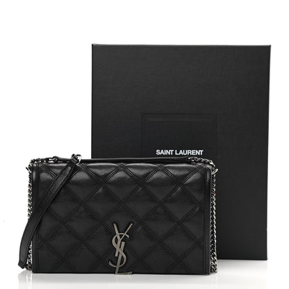 Saint Laurent Lambskin Diamond Quilted Becky Chain Wallet Black 11 of 11