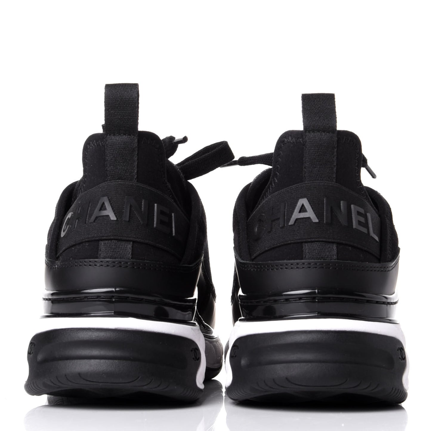 Velvet Calfskin Mixed Fibers CC Sneakers 38 Black