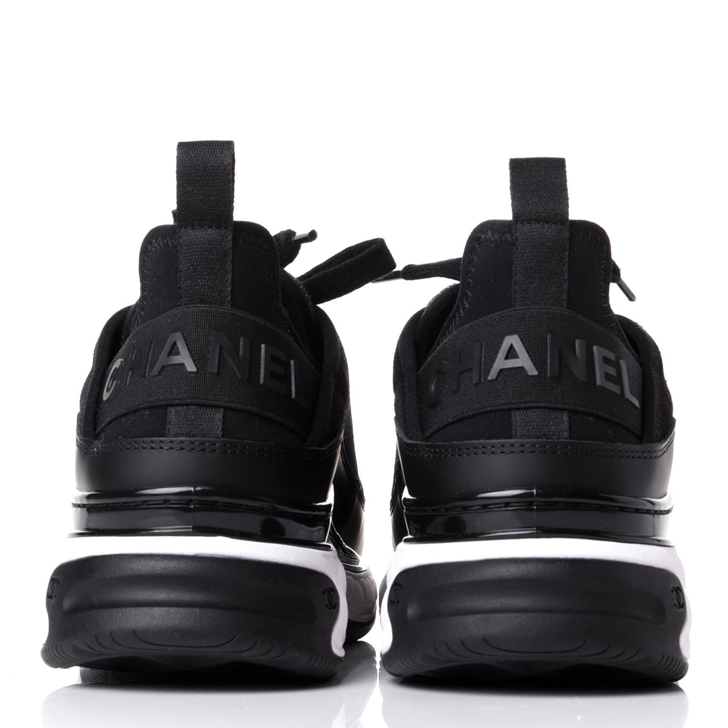 Chanel Velvet Calfskin Mixed Fibers CC Sneakers 38 Black 6 of 11