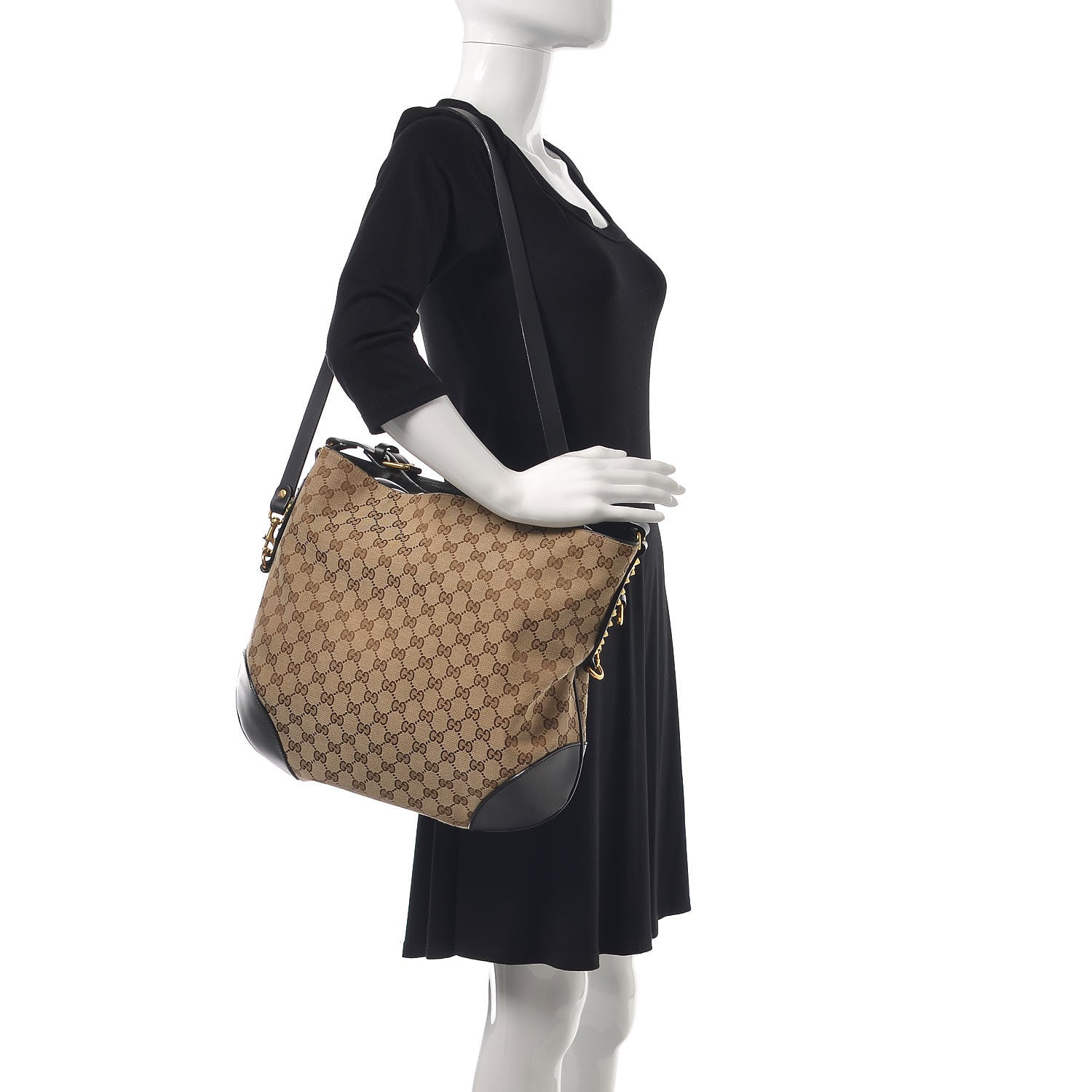 Gucci Monogram Medium Patti Stud Hobo Black 2 of 10