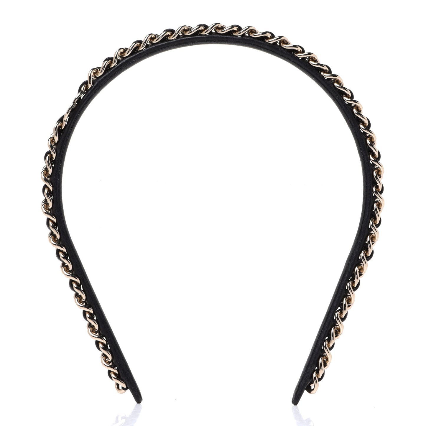 Metal Lambskin Chain CC Headband Black Gold