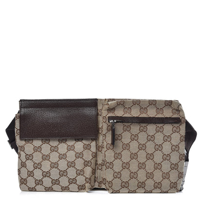 Gucci GG Monogram Double Pocket Belt Bag Dark Brown 1 of 6