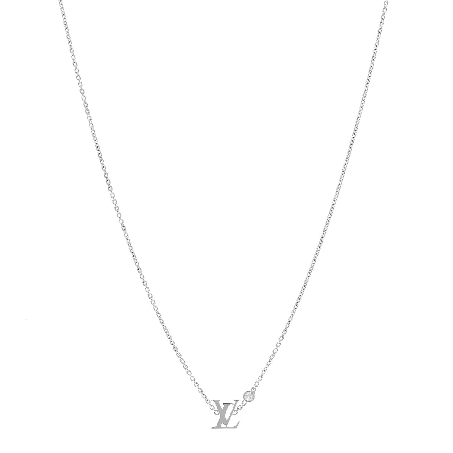 Louis Vuitton 18K White Gold Diamond Idylle Blossom LV Pendant Necklace 1 of 4