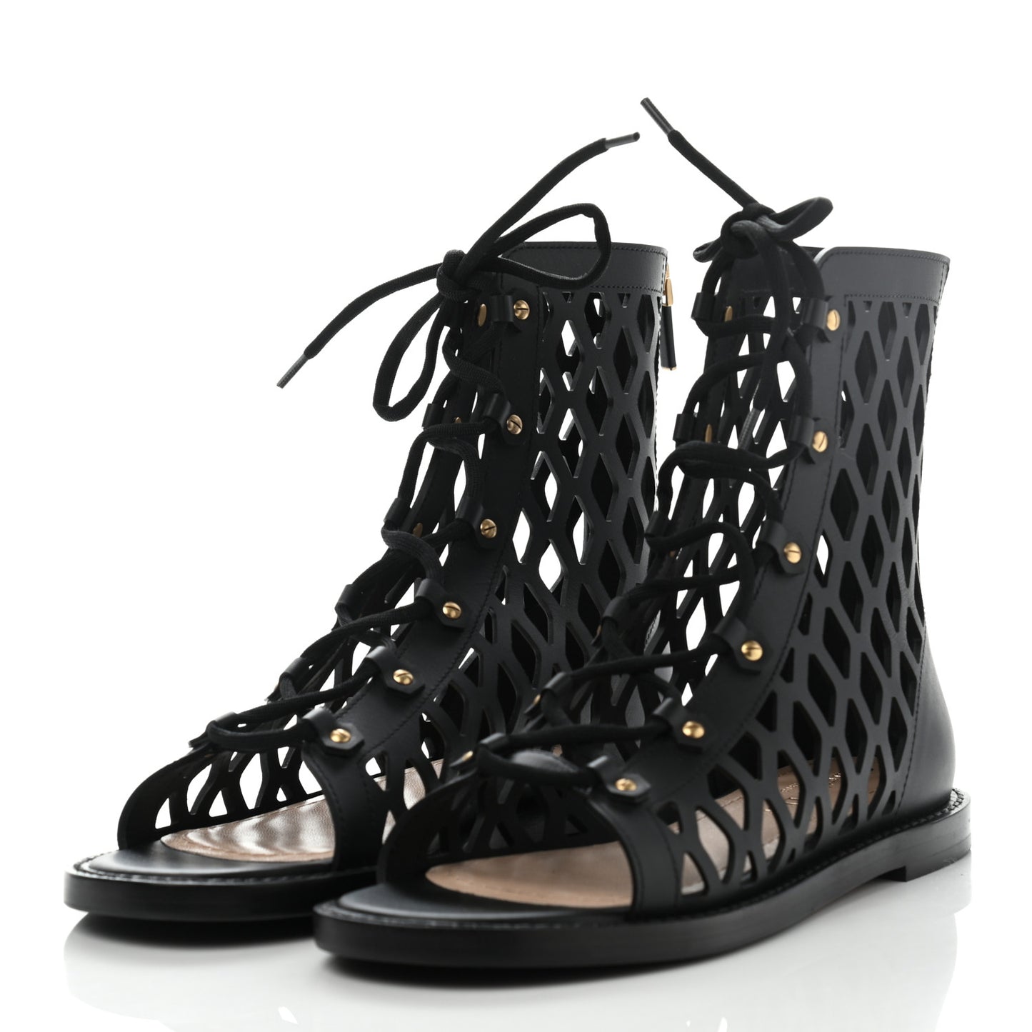 Matte Calfskin D-Trap Sandals 38.5 Black