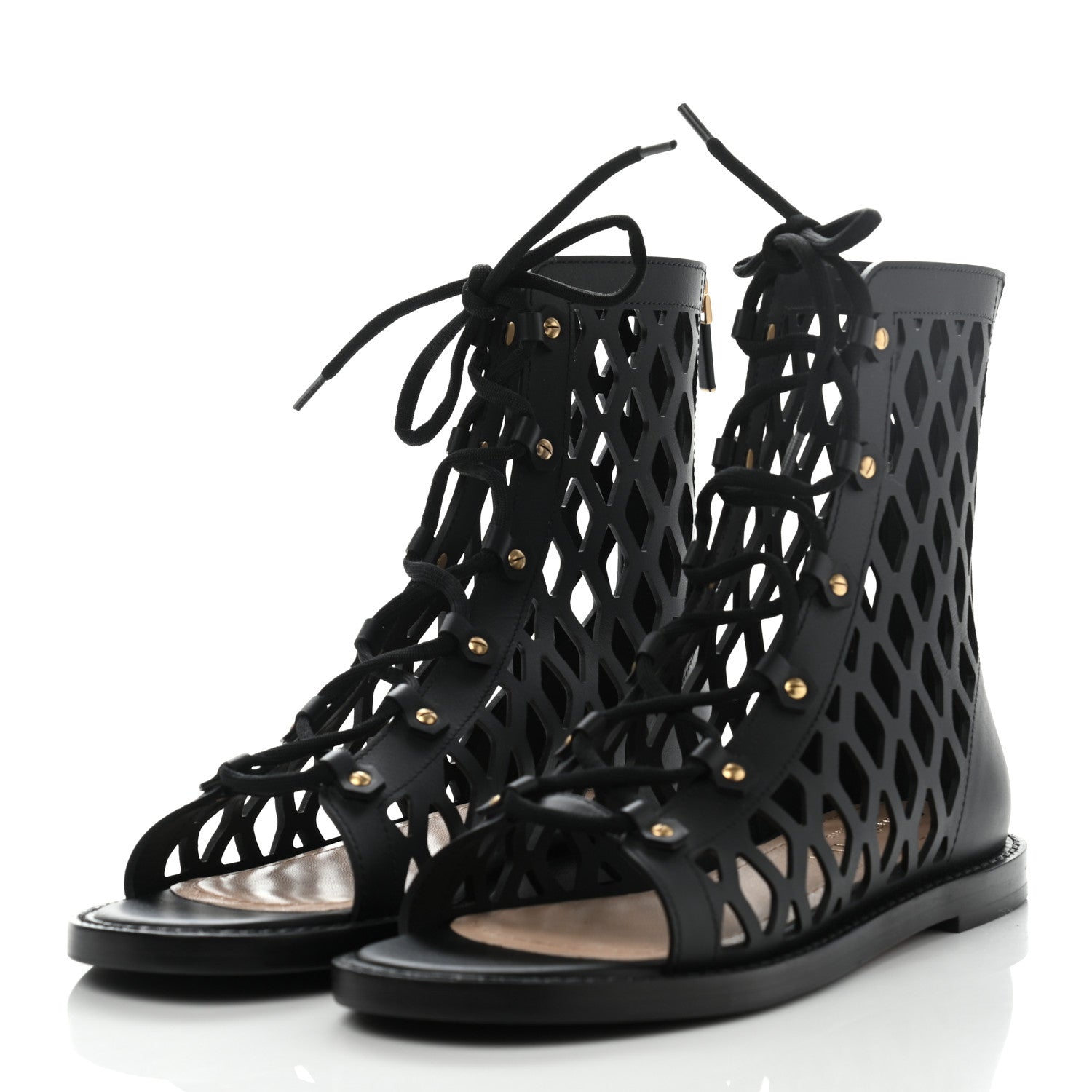 Christian Dior Matte Calfskin D-Trap Sandals 38.5 Black 3 of 8