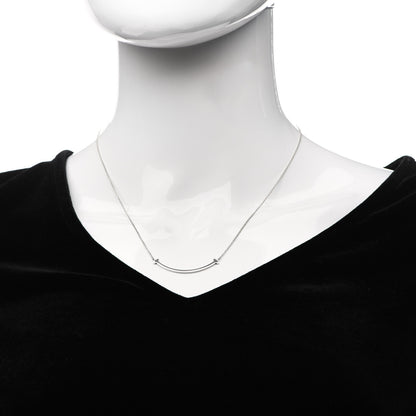 Tiffany 18K White Gold Small T Smile Pendant Necklace 2 of 5