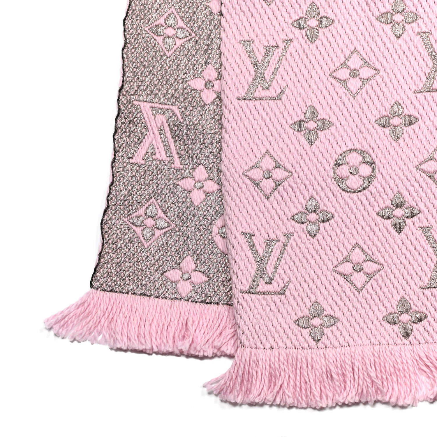 Louis Vuitton Wool Silk Logomania Shine Scarf Pink 3 of 4