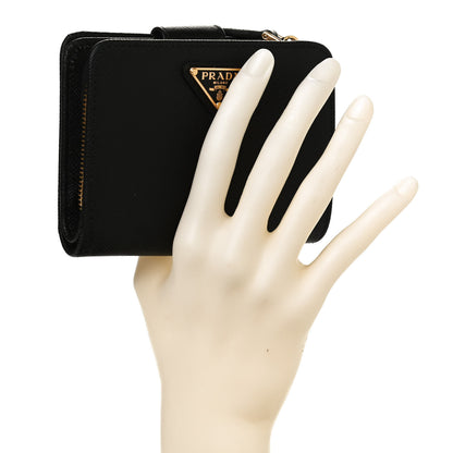 Prada Saffiano Metal Compact Wallet Black 2 of 10