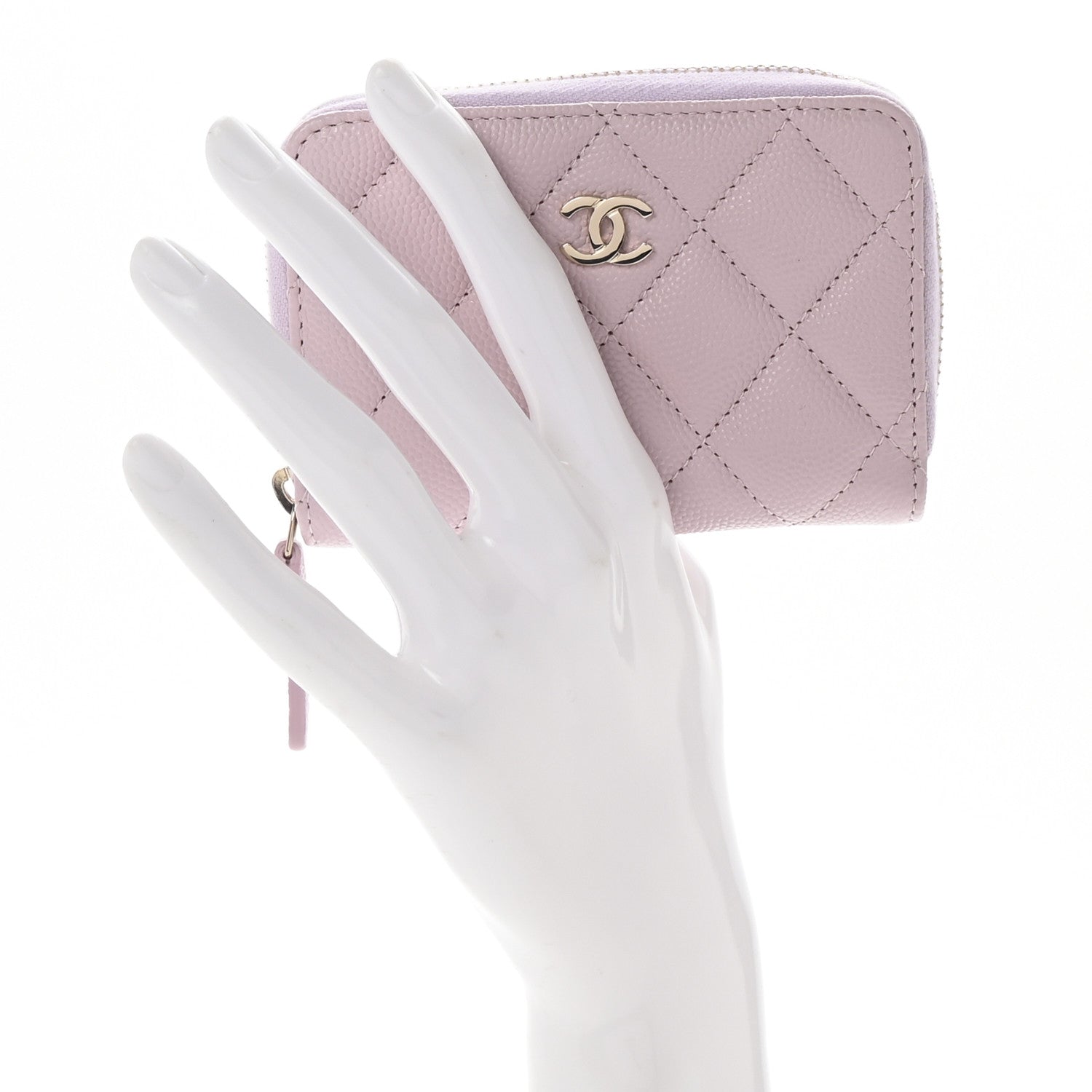 Chanel Caviar Quilted Zip Coin Purse Light Pink 2 of 7