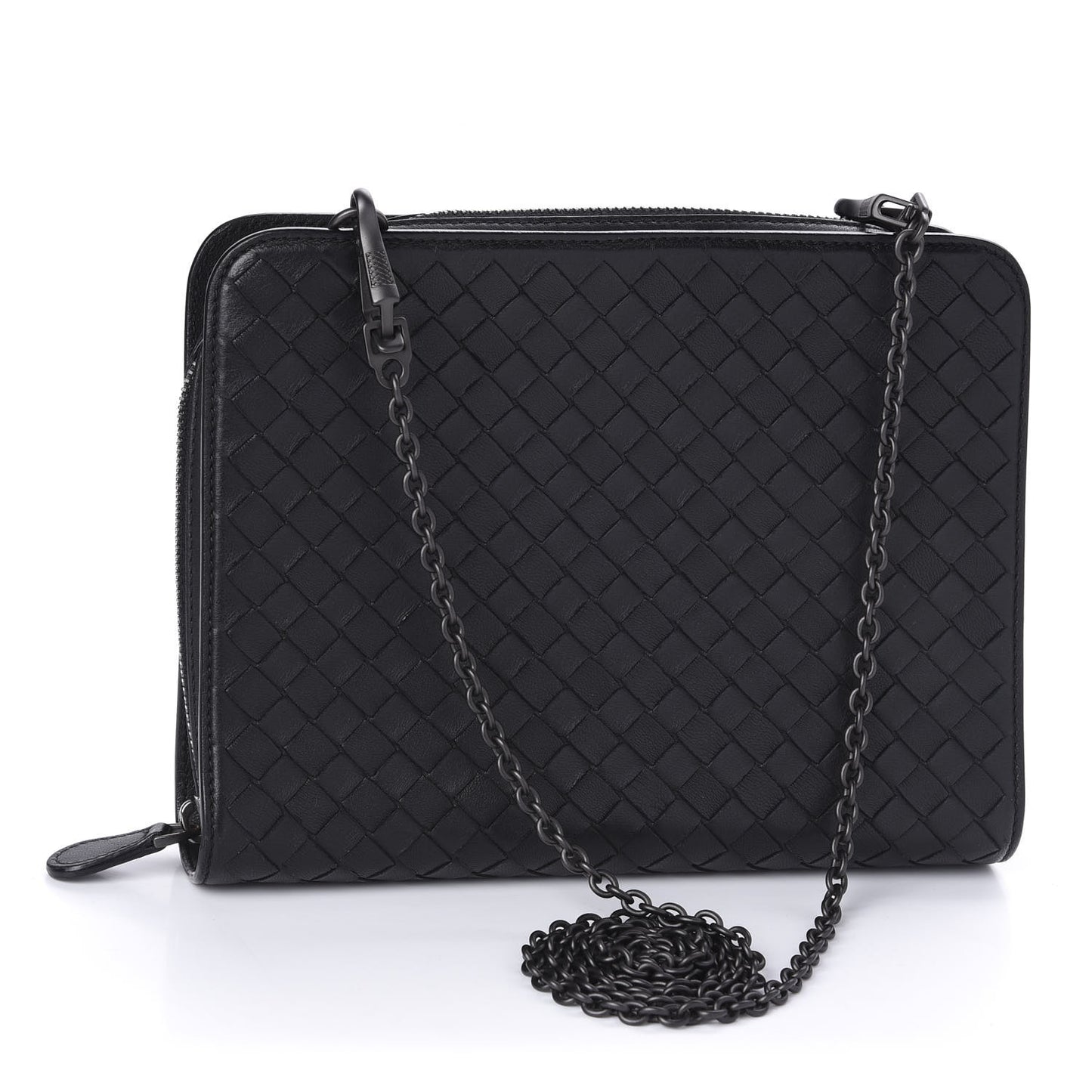 Nappa Intrecciato Chain Wallet Black