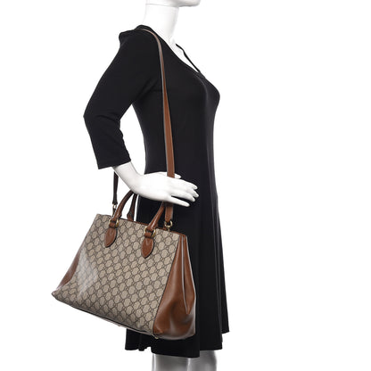 Gucci GG Supreme Monogram Moon Calfskin Top Handle Tote Bag Beige Ebony Tuscany 2 of 18