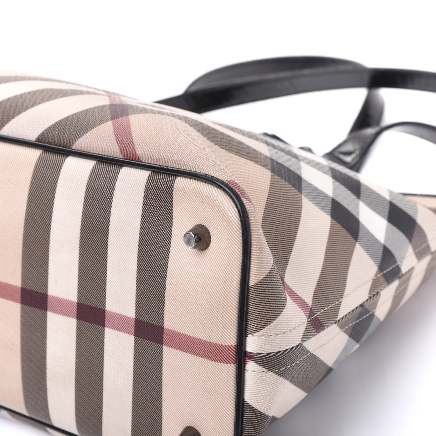 Burberry Patent Trim Nova Check Shopper Tote Black 8 of 12