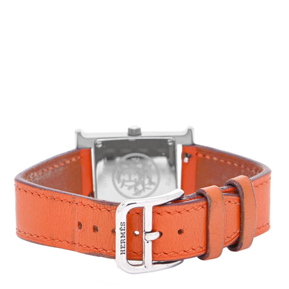 Hermes Stainless Steel Swift 21mm Heure H Hour Quartz Watch Orange 3 of 5