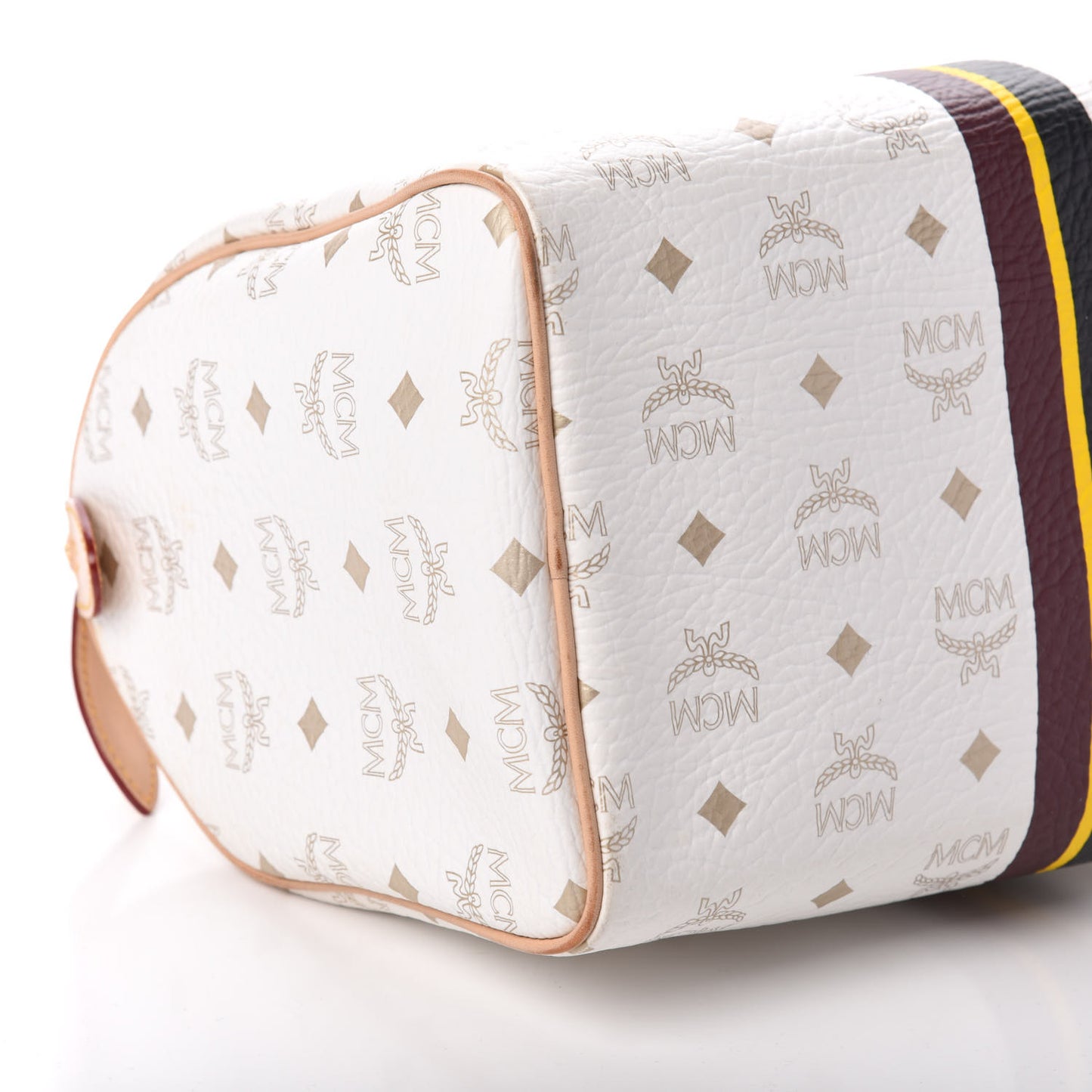 Visetos Striped Boston Satchel White