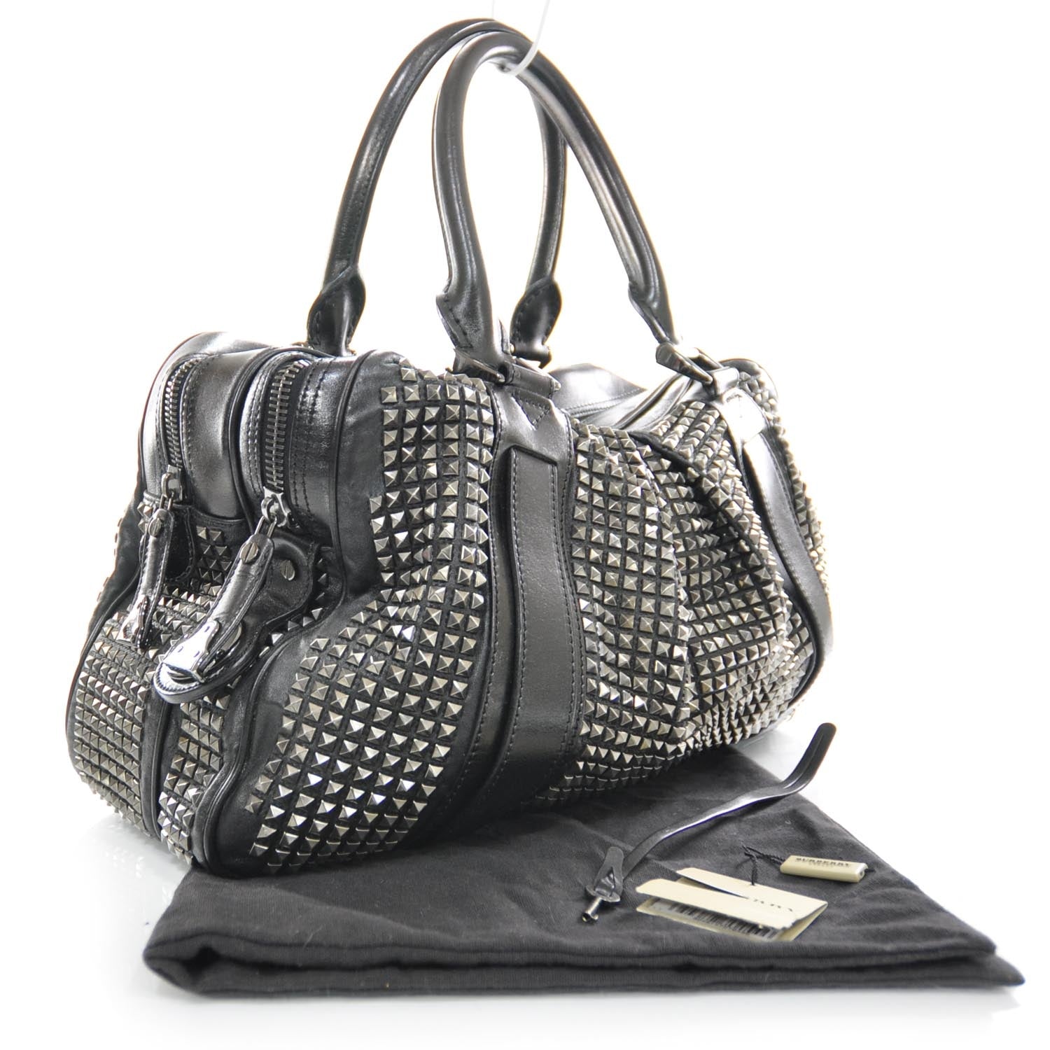 Burberry Prorsum Leather Studded Knight Satchel Black 3 of 10