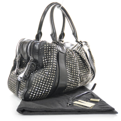Burberry Prorsum Leather Studded Knight Satchel Black 3 of 10