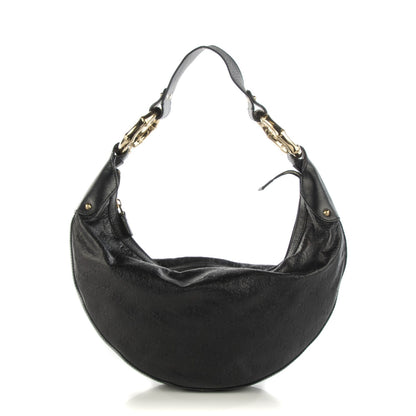 Gucci Guccissima Half Moon Bamboo Ring Hobo Black 1 of 7