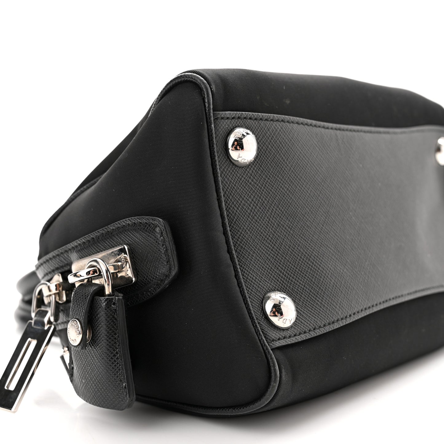 Nylon Saffiano Re-Edition 2005 Top Handle Crossbody Bag Black