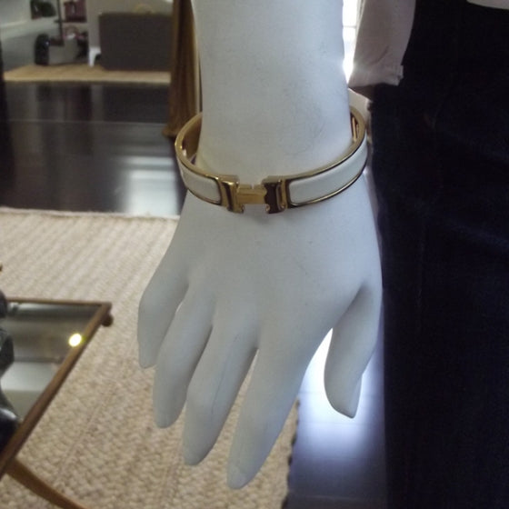 Enamel Clic Clac H Bracelet PM White