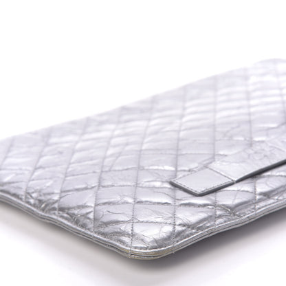 Chanel Metallic Crumpled Calfskin Quilted Large Slide Pouch Silver 5 of 10