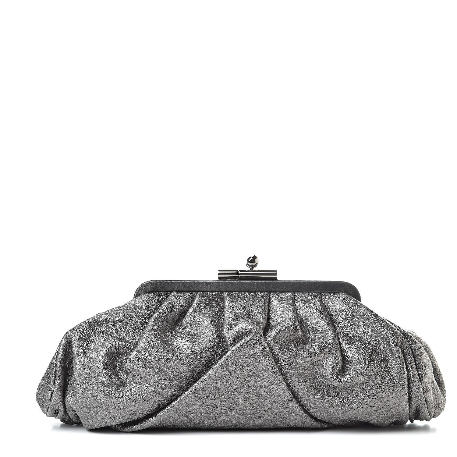 Chanel Metallic Crackled Calfskin Monte Carlo Clutch Dark Silver 1 of 8