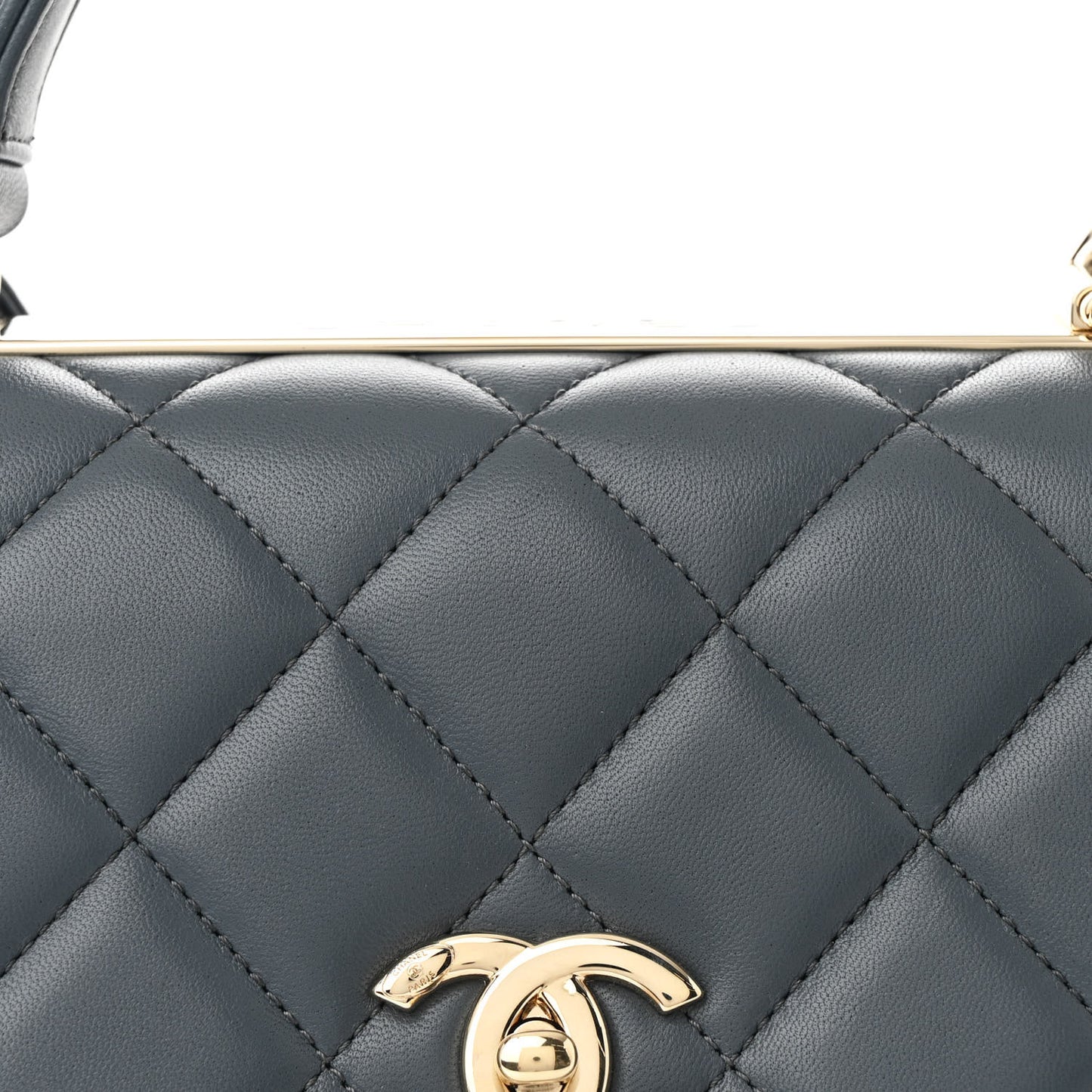 Lambskin Quilted Medium Trendy CC Flap Dual Handle Bag Dark Grey