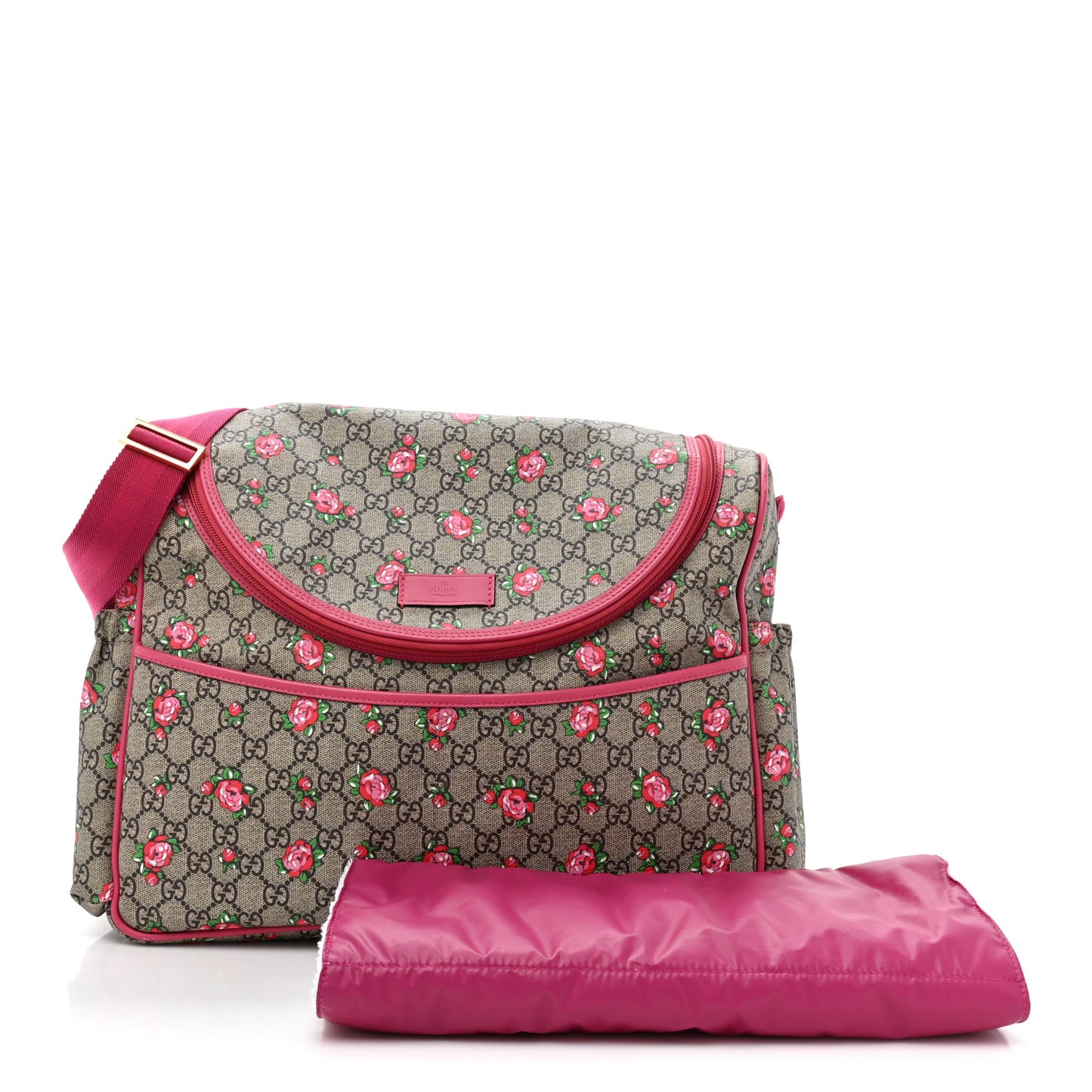 GG Supreme Monogram Rose Bud Diaper Bag Pink